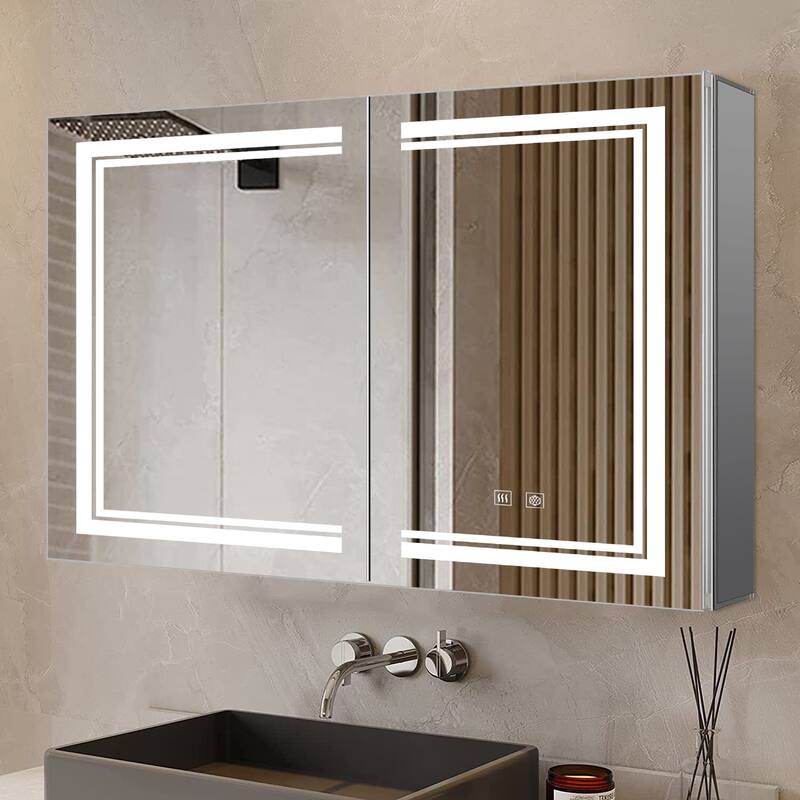 Mesa Surface-Mount LED Mirror Medicine Cabinet with Defogger - 40 in W x 28 in H