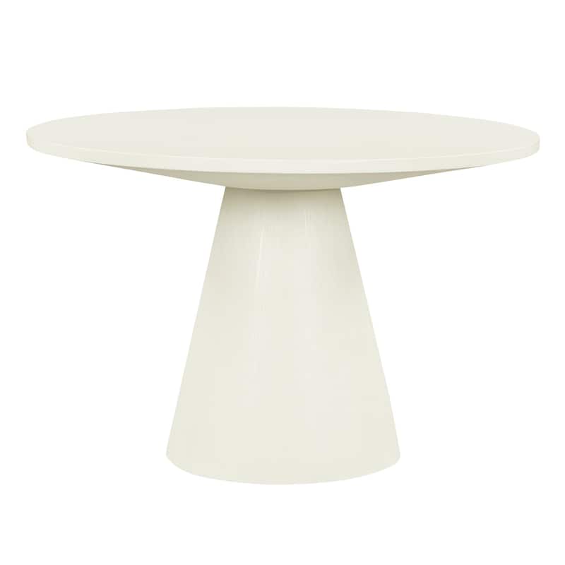 Retro Wood Round Minimalist Elegant Dining Table with Frustum Leg