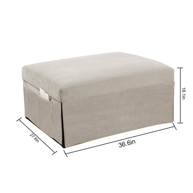 Corduroy Single Convertible Sofa Bed with Reclining Backrest
