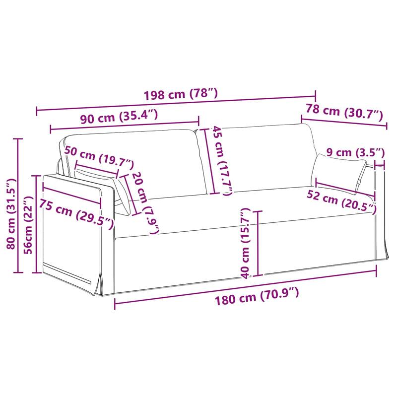 vidaXL Sofa 2 pcs Dark Grey in Fabric