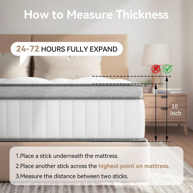 Medium Comfort Level Hybrid Mattress 10 in. Breathable and Cooling Mattress