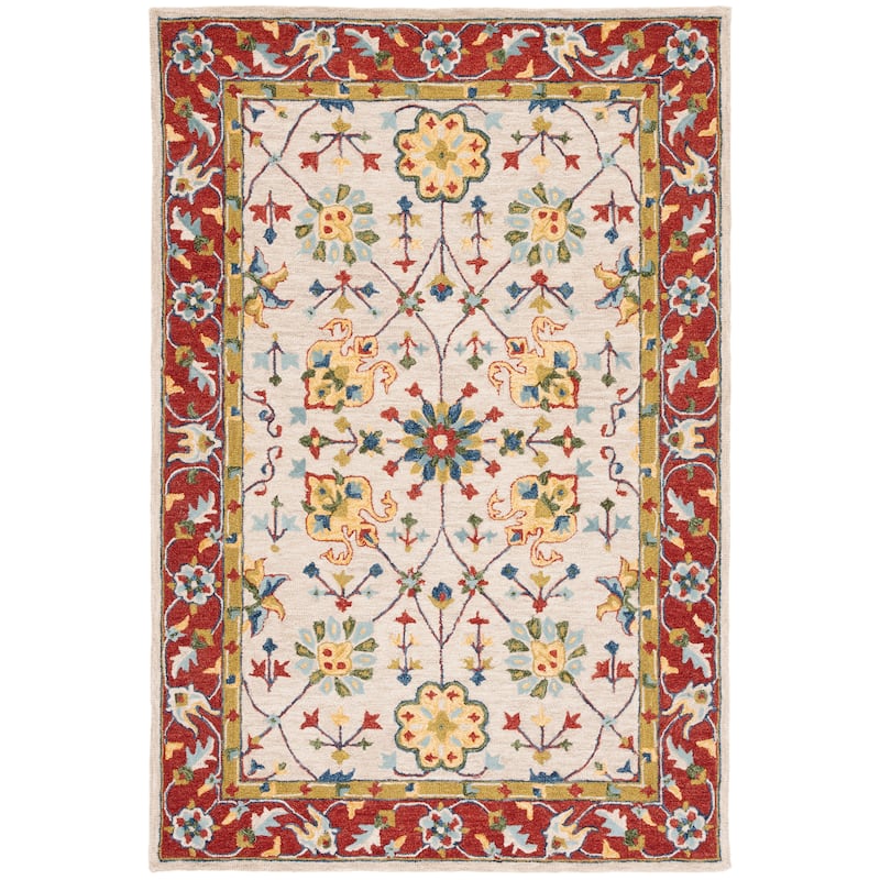 SAFAVIEH Handmade Micro-Loop Sesta Oriental Wool Rug - 5' Square - Beige/Rust