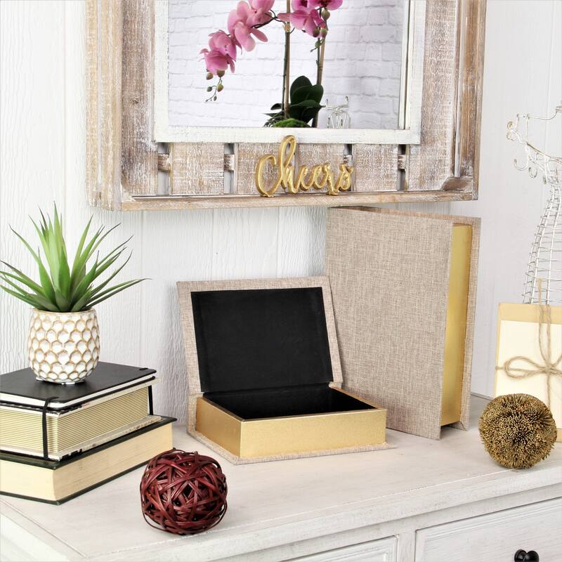 Canter Isle Beige Linen Book Box Set - Beige
