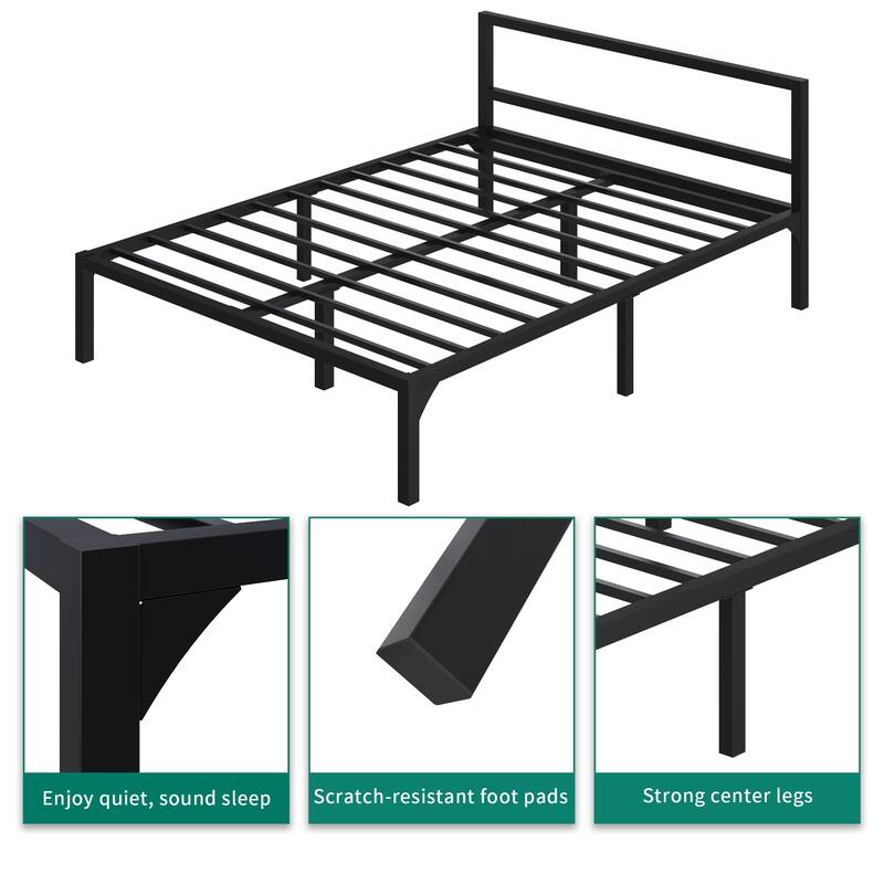 Metal Platform Bed Frame with Headboard
