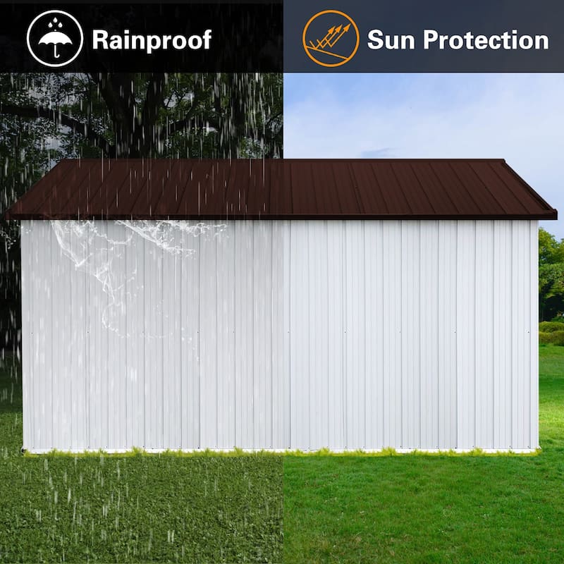 Outdoor 12 x 10 ft. Metal Storage Shed with Window and Vents and Hinged Door and Padlock