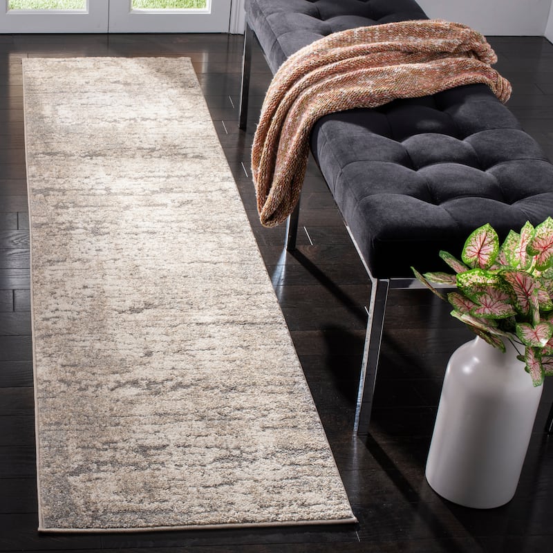SAFAVIEH Spirit Millicent Modern Abstract Rug - 2' x 14' Runner - Taupe/Ivory