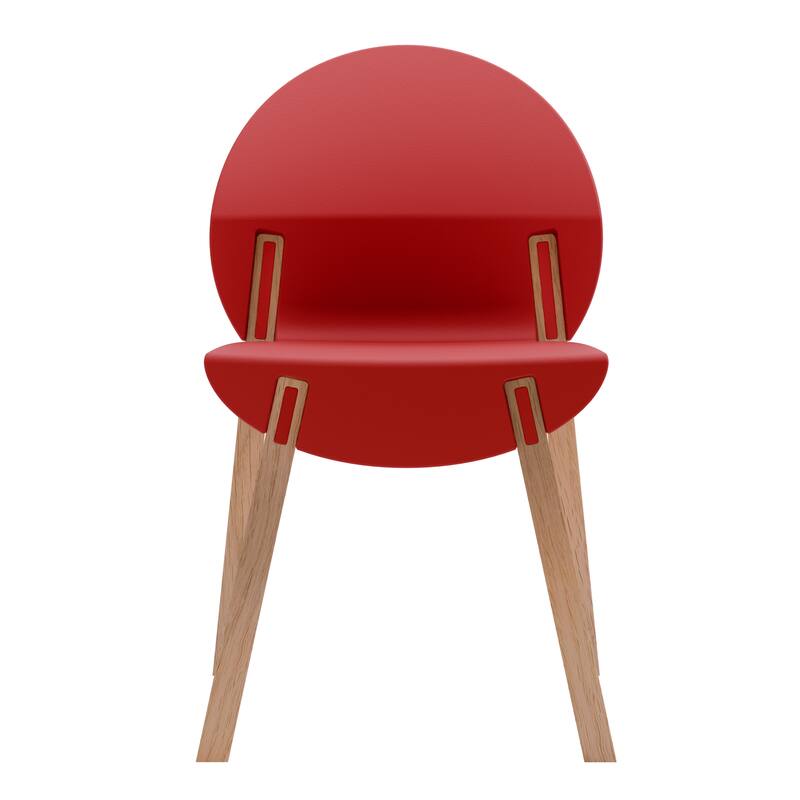 Modern Dining Chairs with Red Oak Wood Legs and PP Seat, 4-Pack