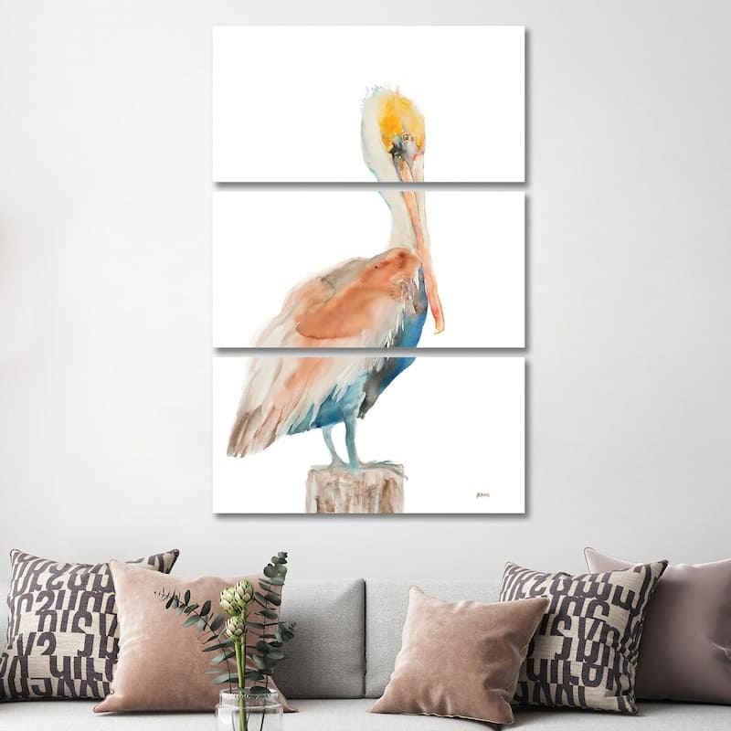 iCanvas "Pelican I" by Patti Mann 3-Piece Canvas Wall Art Set - 60x40x1.5
