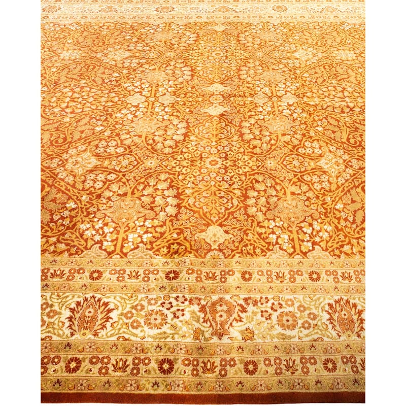 Overton Hand Knotted Wool Vintage Inspired Traditional Mogul Orange Area Rug - 12 x 15+