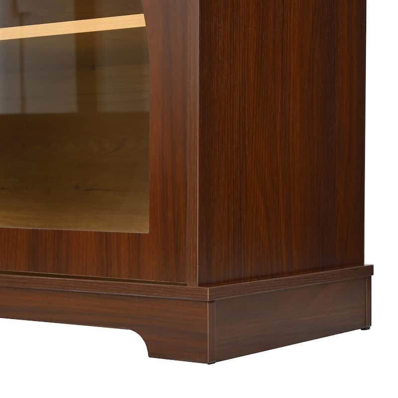 3-Piece Entertainment Center with Bookshelves for TVs up to 70", Retro Wall Unit TV Stand with Glass Doors, Media Console Table