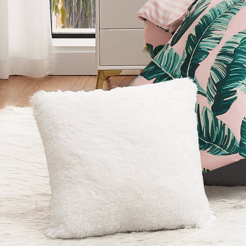 Juicy Couture Alexus Ultraplush Faux Fur Pillow 20" x 20", White