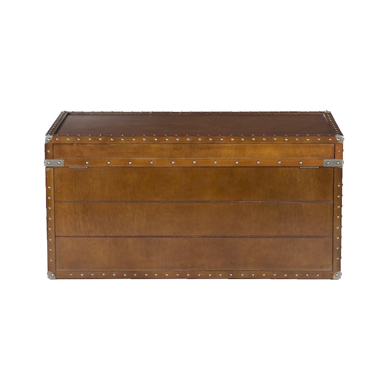 SEI Furniture Steamer Walnut Finish Trunk Coffee Table