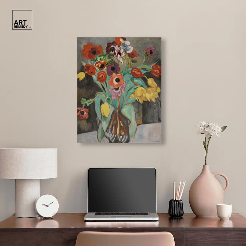 Valtat Anemones Tulipes Canvas by Art Remedy, Gallery Wrapped