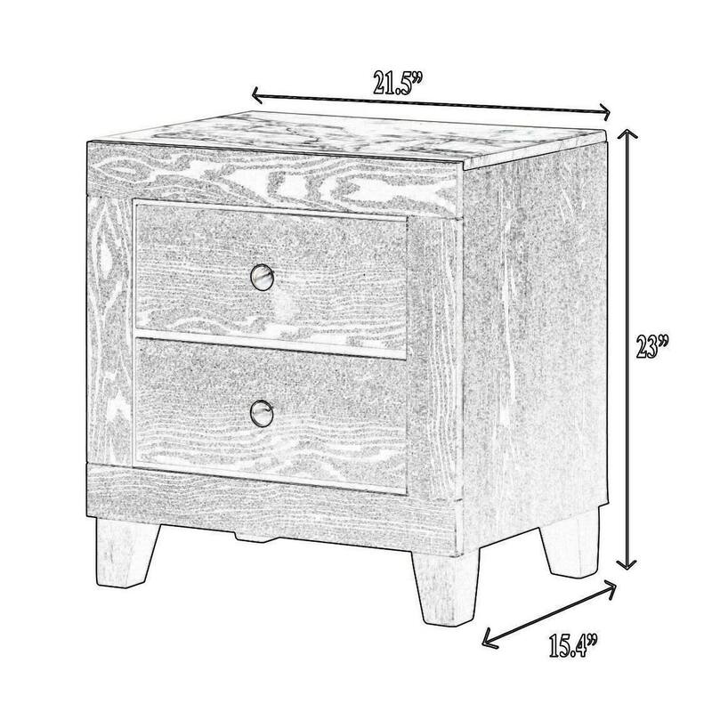 Black/White 2 Drawer 21.5 in. W Nightstand with Sturdy Knob Pulls