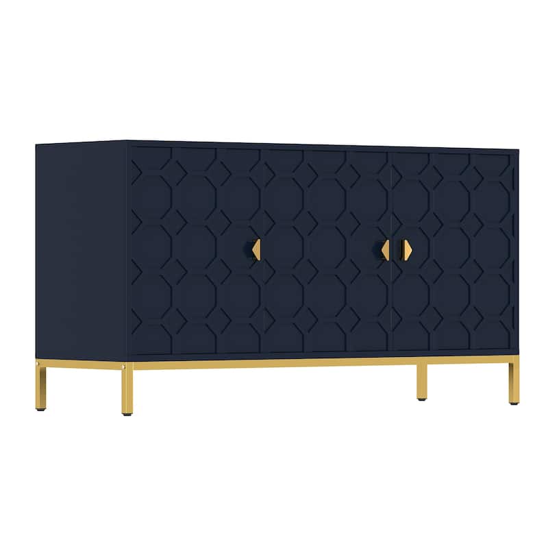Clihome 3 Door Glossy Media Storage Sideboard Accent Cabinet