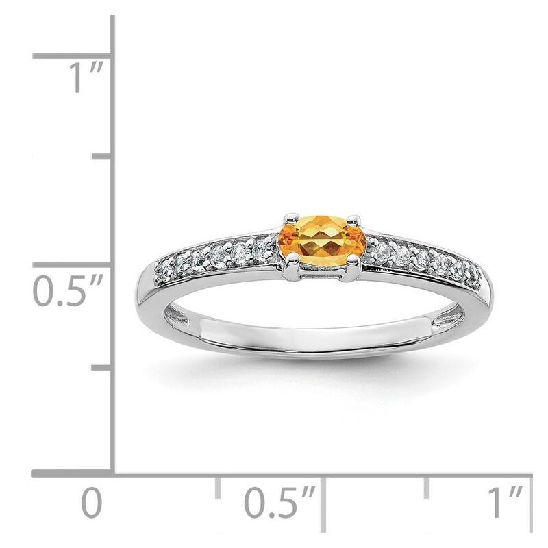 Curata 925 Sterling Silver Citrine and White Topaz Ring