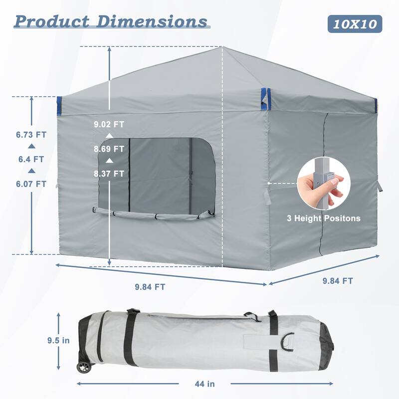 Aoodor 10x10 FT Pop-Up Canopy Tent with Roller Bag and Curtain