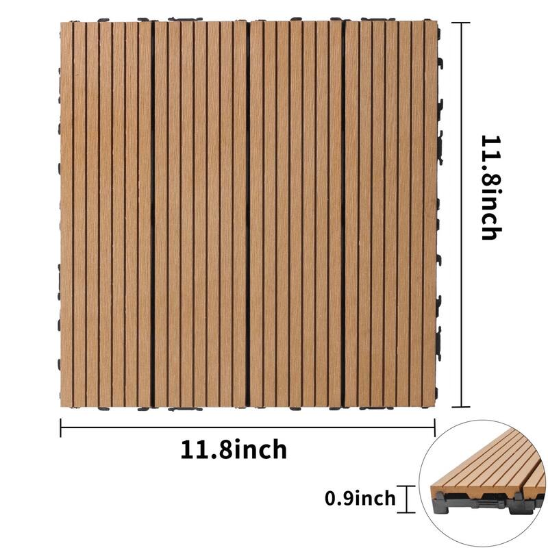 11.8" x 11.8" square wood-plastic composite deck tiles