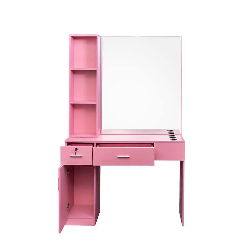 With concise design,Salon Station Barber Stations Styling Station Barber Beauty Spa Salon Equipment Set with Mirror