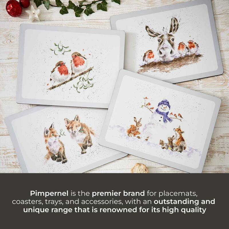 Pimpernel Set of 6 Wrendale Designs Christmas Placemats - 12" L x 9" W