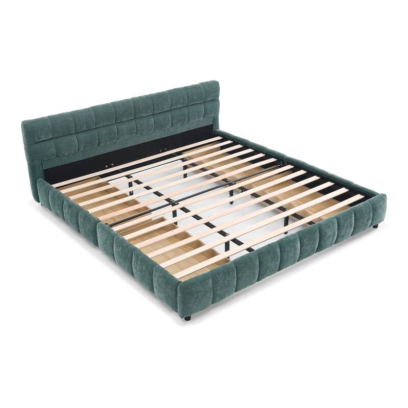 California King Size Upholstered Bed Frame With Headboard And Solid Bed Frame, With Drawer For Storage(90.5"*80.5"*31")