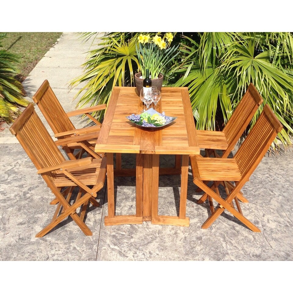 Chic Teakchic Teak Hatteras Rectangular Teak Wood Outdoor Folding Dining Table 56 X 28 Inch Brown Dailymail