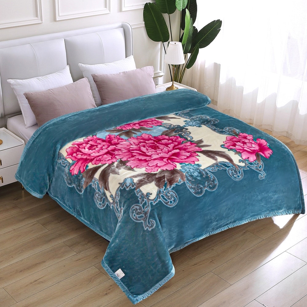 Raschel A&B Printed 2-ply Reversible Korean-style Plush Fleece Blanket