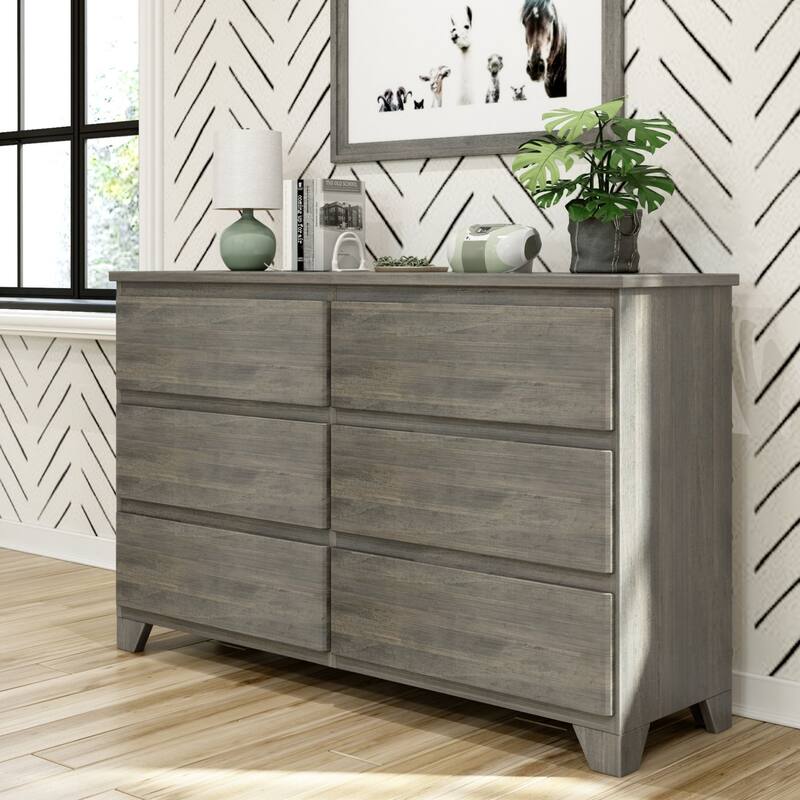 Max and Lily Farmhouse 6 Drawer Dresser - Driftwood