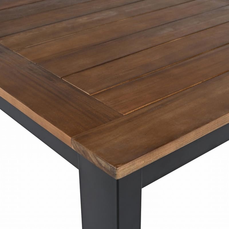 Acacia Wood 7 Piece Patio Dining Table and Chairs Set with Umbrella Hole for Outdoor Gatherings and Relaxation