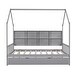 preview thumbnail 8 of 30, Wooden Full Size House Bed with Trundle and Shelf for Kids