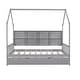 preview thumbnail 23 of 30, Wooden Full Size House Bed with Trundle and Shelf for Kids