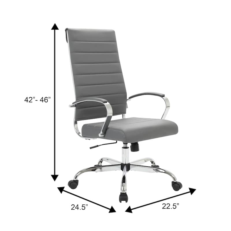 Benmar High Back Leather Swivel Executive Office Desk Chair with Chrome Frame, Adjustable Height, & Tilt Lock