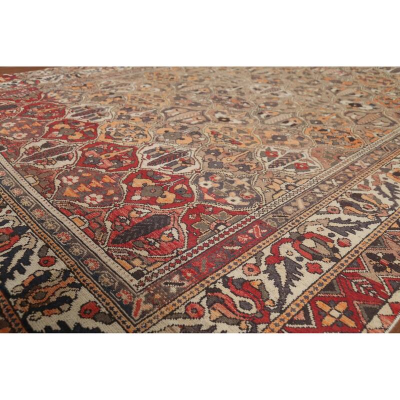 Garden Design Bakhtiari Persian Vintage Rug Hand-Knotted Wool Carpet - 6'10"x 10'8"