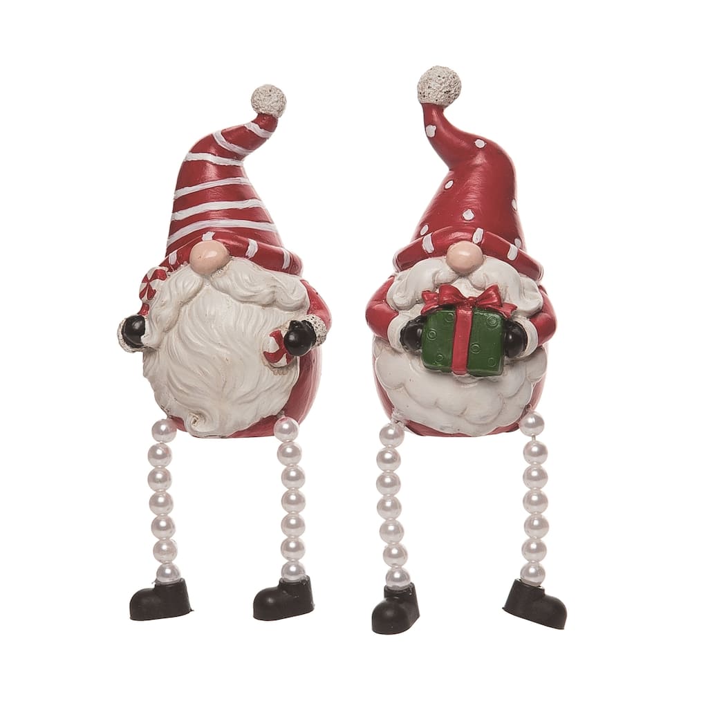 Transpac Christmas Resin Happy Holidays Gnome Sitter Set of 2 Christmas Home Decorations
