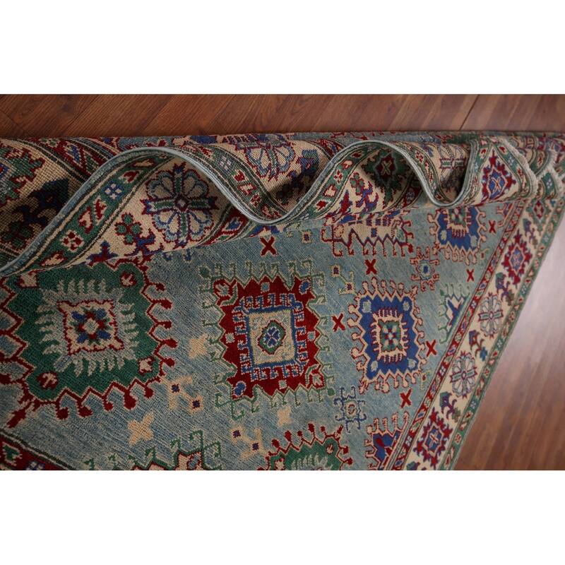 Traditional Blue Kazak Area Rug Handmade Wool Carpet - 5'1" x 6'10"