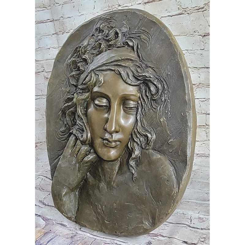 Art Nouveau Bronze Wall Art Hanging Portrait Of A Woman By Jean Patoue
