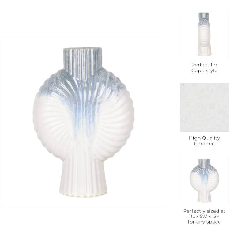 Ceramic Decorative Vase Gradient Glaze Capri Style Shell Design
