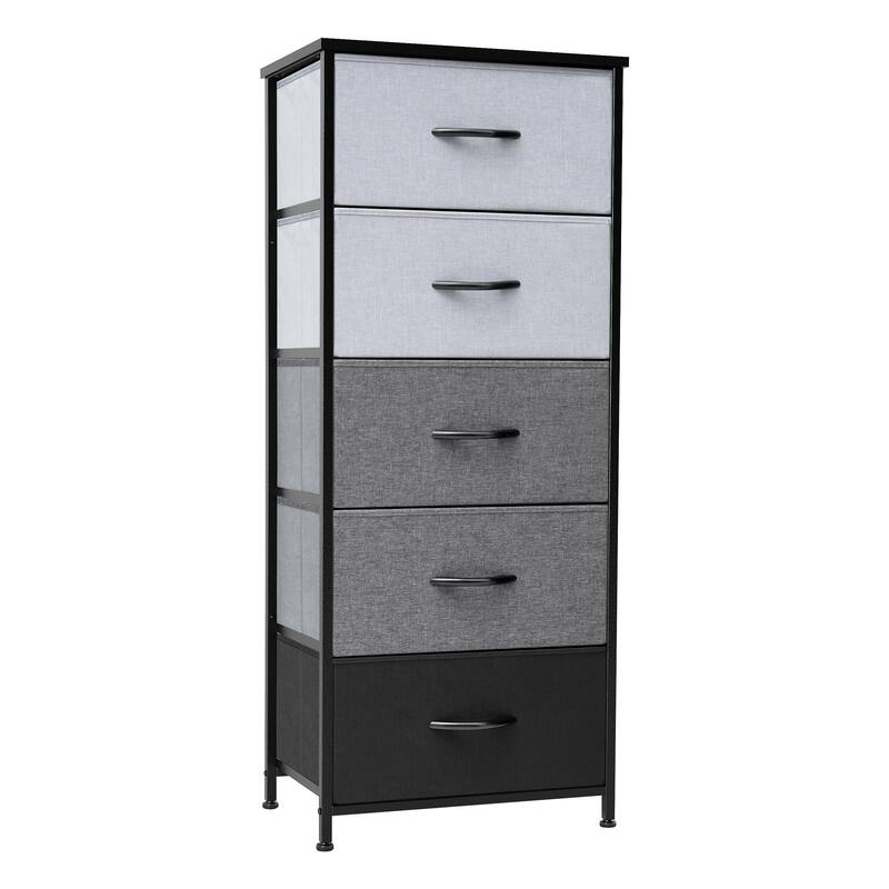 Crestlive Products Household 5-Drawer Vertical Dresser Storage Chest - Gray & Black - 5-drawer