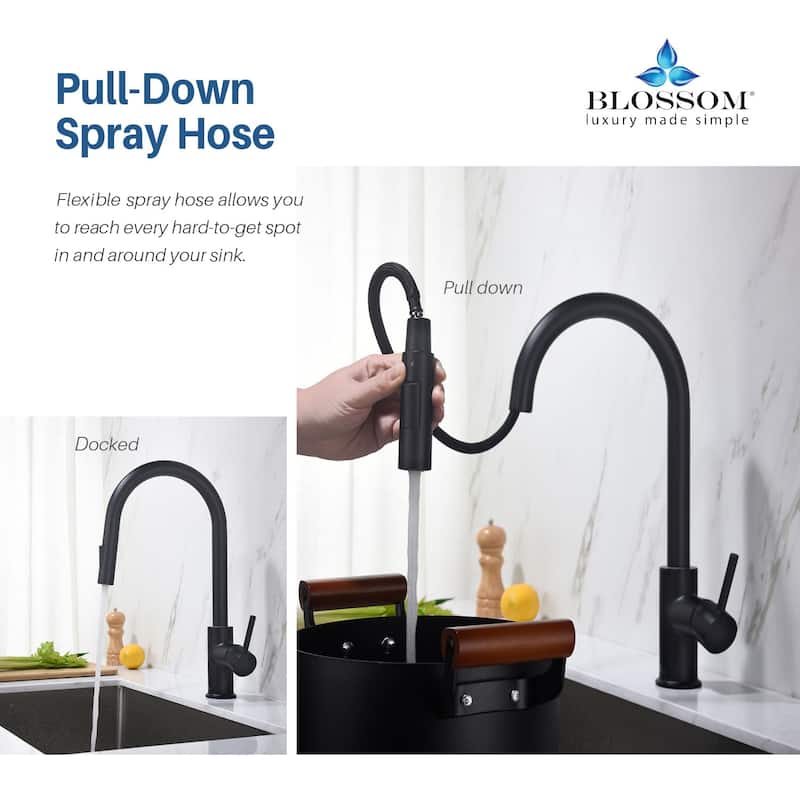 Blossom Solid Pull-Down Kitchen Faucet w/ 360 Swivel, Single Handle