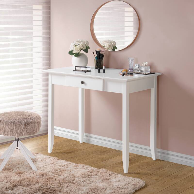 Shaker Vanity Table with One Drawer - White Finish - White