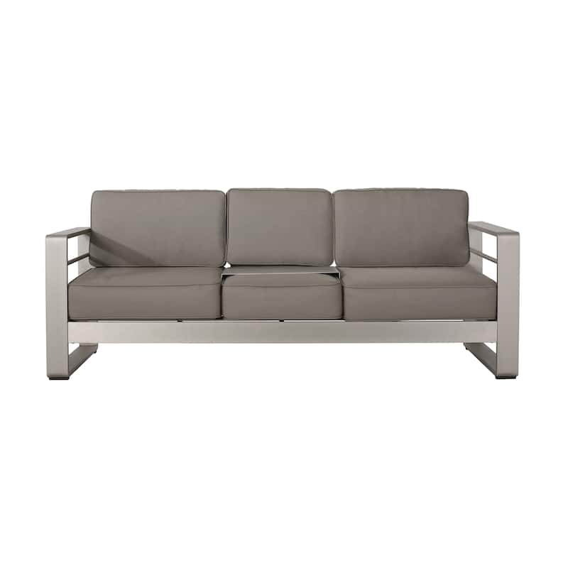 Cape Coral Aluminum and Sunbrella Outdoor 5 Seater Chat Set with Cushions by Christopher Knight Home