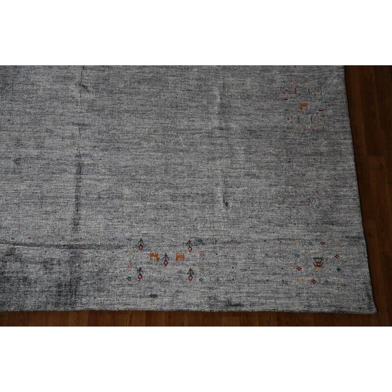 Hand Knotted Oriental 100% Wool Carpet Tribal Tribal Greys & Charcoal Gabbeh Area Rug - 12' 1'' X 9' 4''