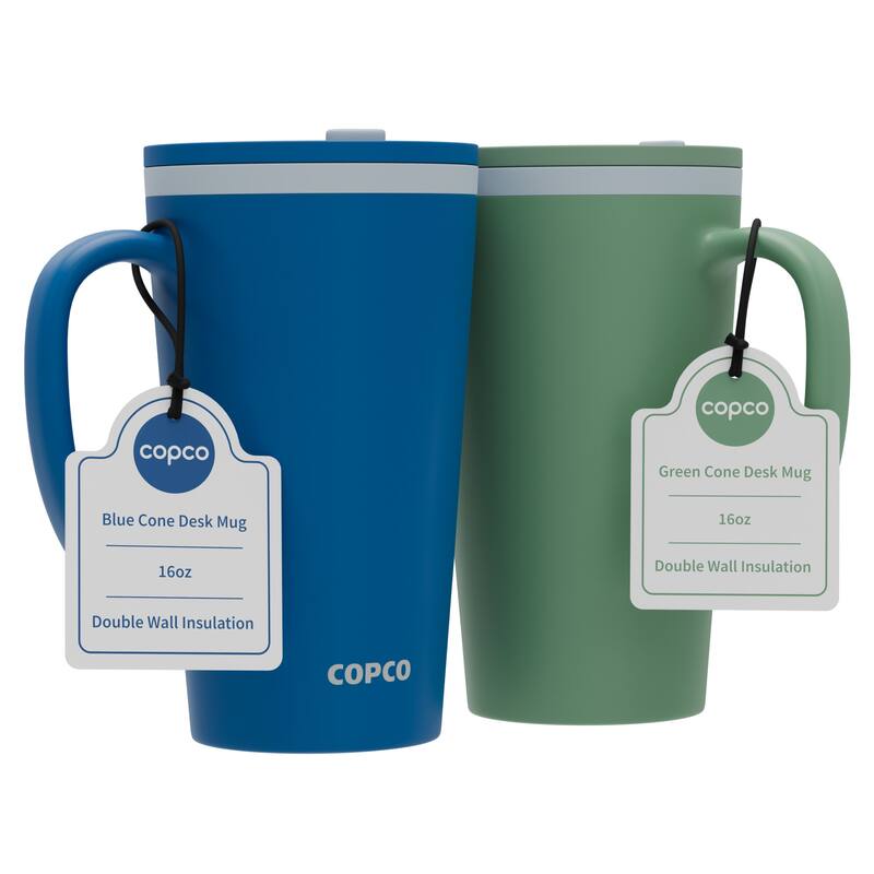 Copco Set of 2 Cone Desk Mugs - Blue & Green