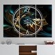 preview thumbnail 1 of 4, Designart 'Brown Blue Fractal Flower in Black' Modern 3 Panels Oversized Wall CLock - 36 in. wide x 28 in. high - 3 panels