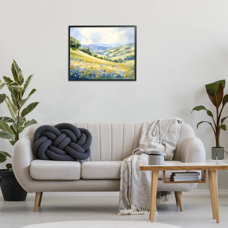 Stupell Spring Meadow with Distant Mountain Framed Giclee Art Design By Franklyn Gregory