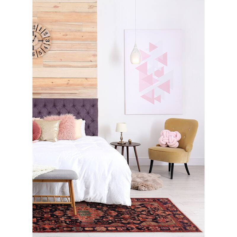 ECARPETGALLERY Hand-knotted Anadol Vintage Navy Wool Rug - 5'7 x 10'10