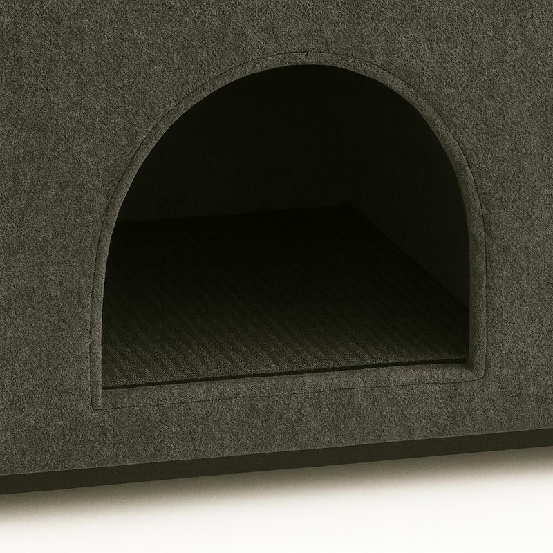 Velvet Bunny-Ear Pet-Friendly Armchair with Built-in Cat & Dog Hideaway, Plush Dual-Use Sofa Chair