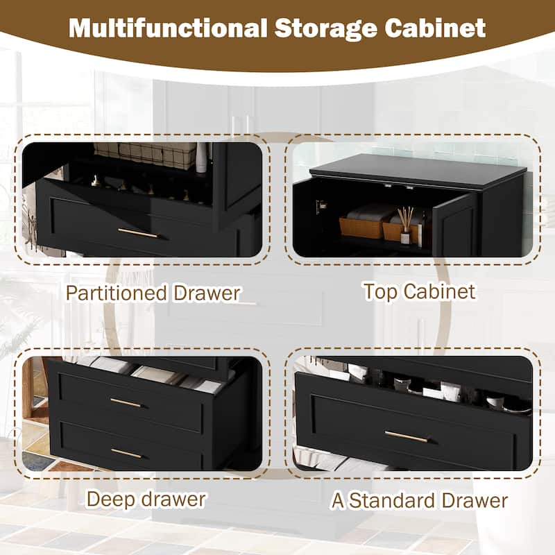 GDFStudio - William Modern 72.2" Tall Freestanding Bathroom Cabinet with 3 Drawers and Adjustable Shelf