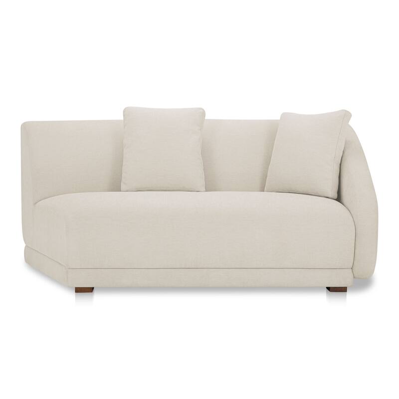 NADAAL STUDIOS Solace Left Arm Facing Modular Sofa, Deep Foam & Fiber Cushioning, Plinth Base, Two Toss Cushions, White - Off White - Right Facing