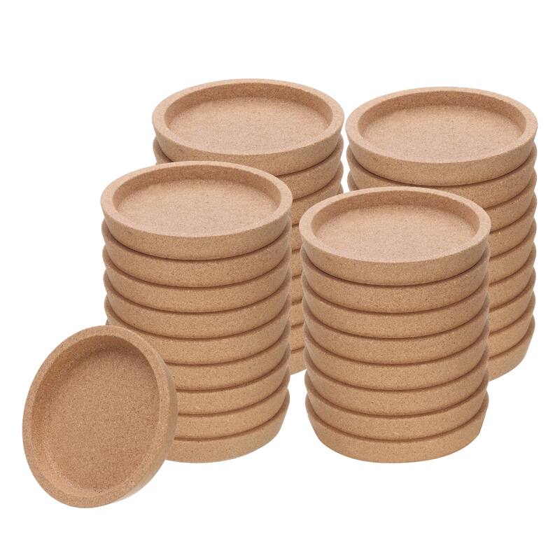 Cork Coaster for Drinks, 4 Inches Round Cork Coasters Brown - 36Pcs